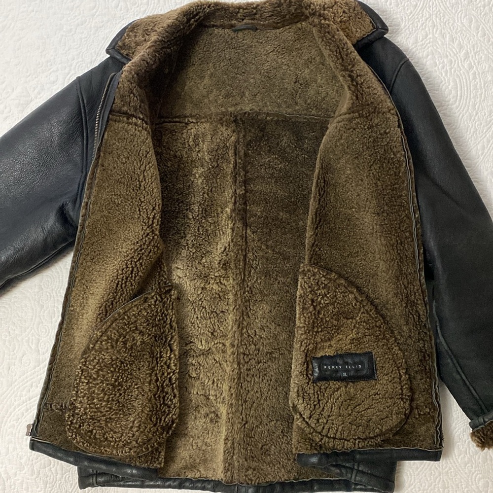 Real Shearling Vintage Aviator Jacket XL - Picture 5 of 15